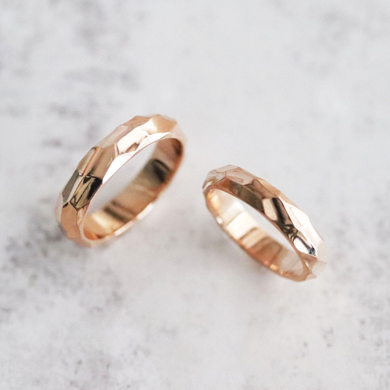 結婚指輪】水面(みなも)柄_鏡面仕上げ_K18PG | Somm Jewelry【ソム