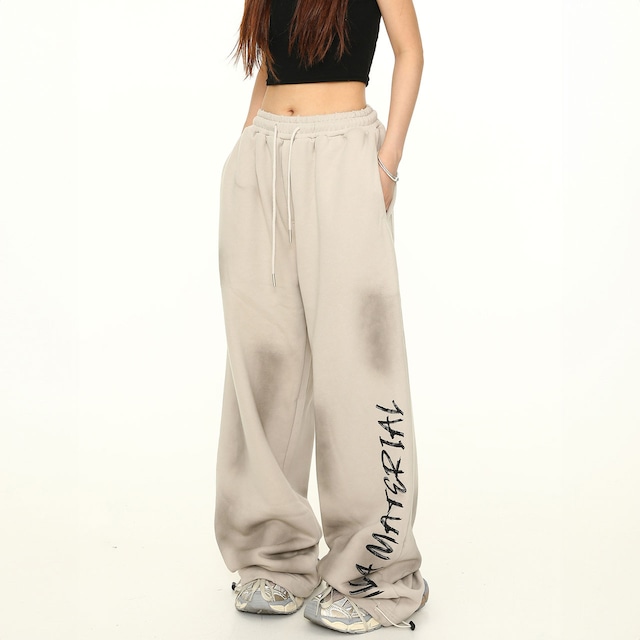 ダメージロゴドロップスウェットパンツ 2col R00663