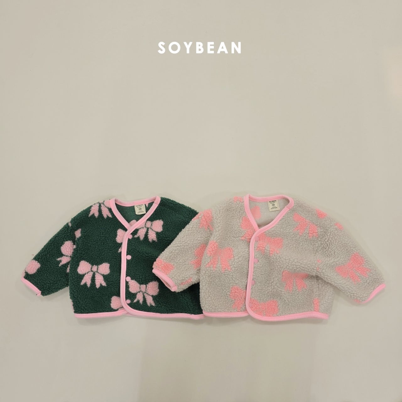 «予約»«ジュニアサイズあり»«soybean» リボンモコモコジャケット 2colors