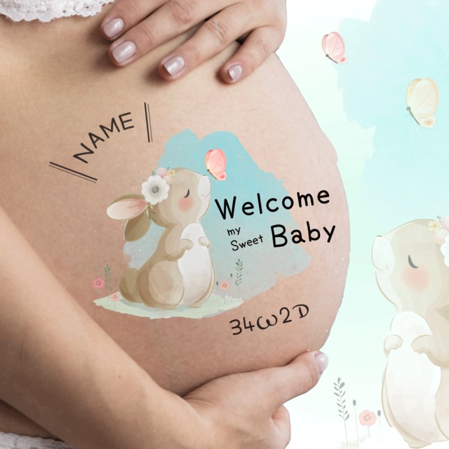 デザイナーが作るマタニティフォト用転写シール(A4)♡赤ちゃんの名入れ無料♡
