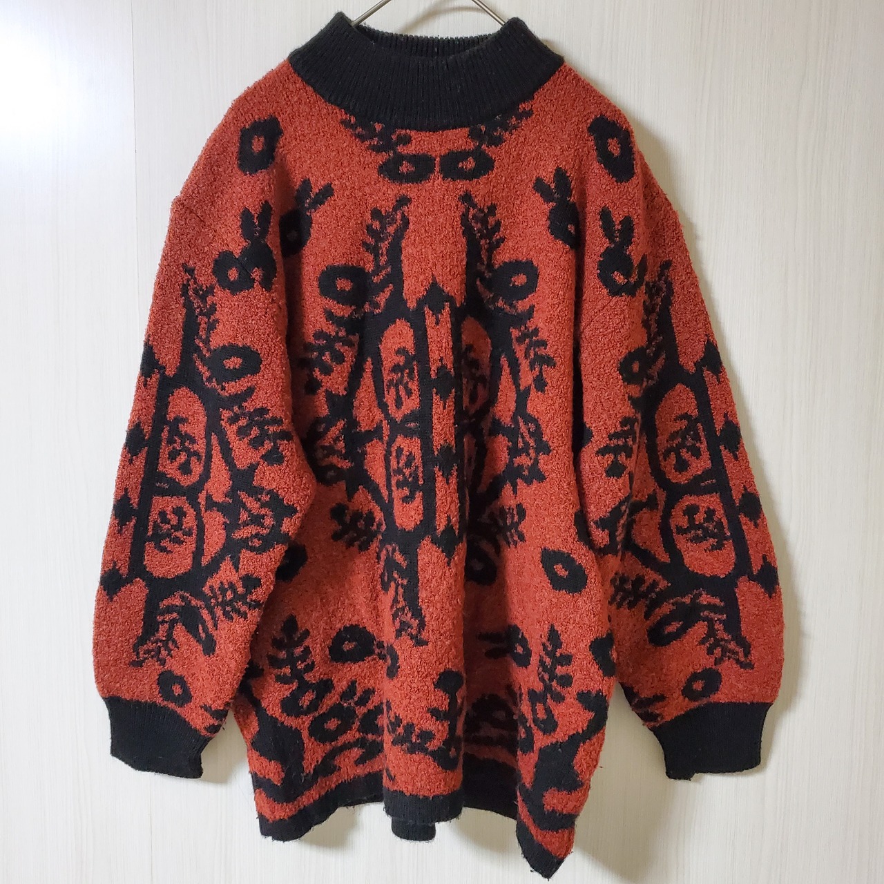 【USED】ヴィンテージニット　昭和レトロ　OLD　赤