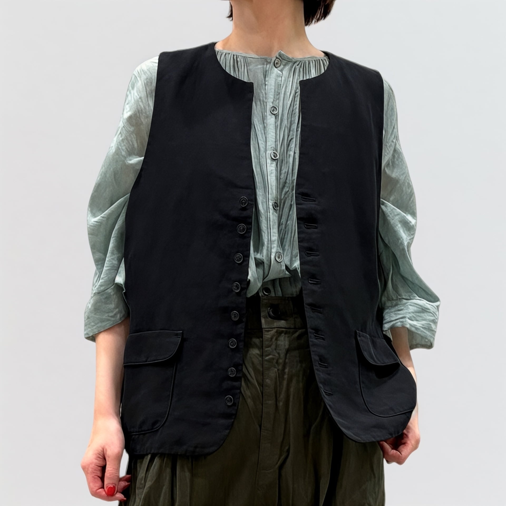 pas de calais 先染めコットンリネンカルゼ コート | CoCo Cuore