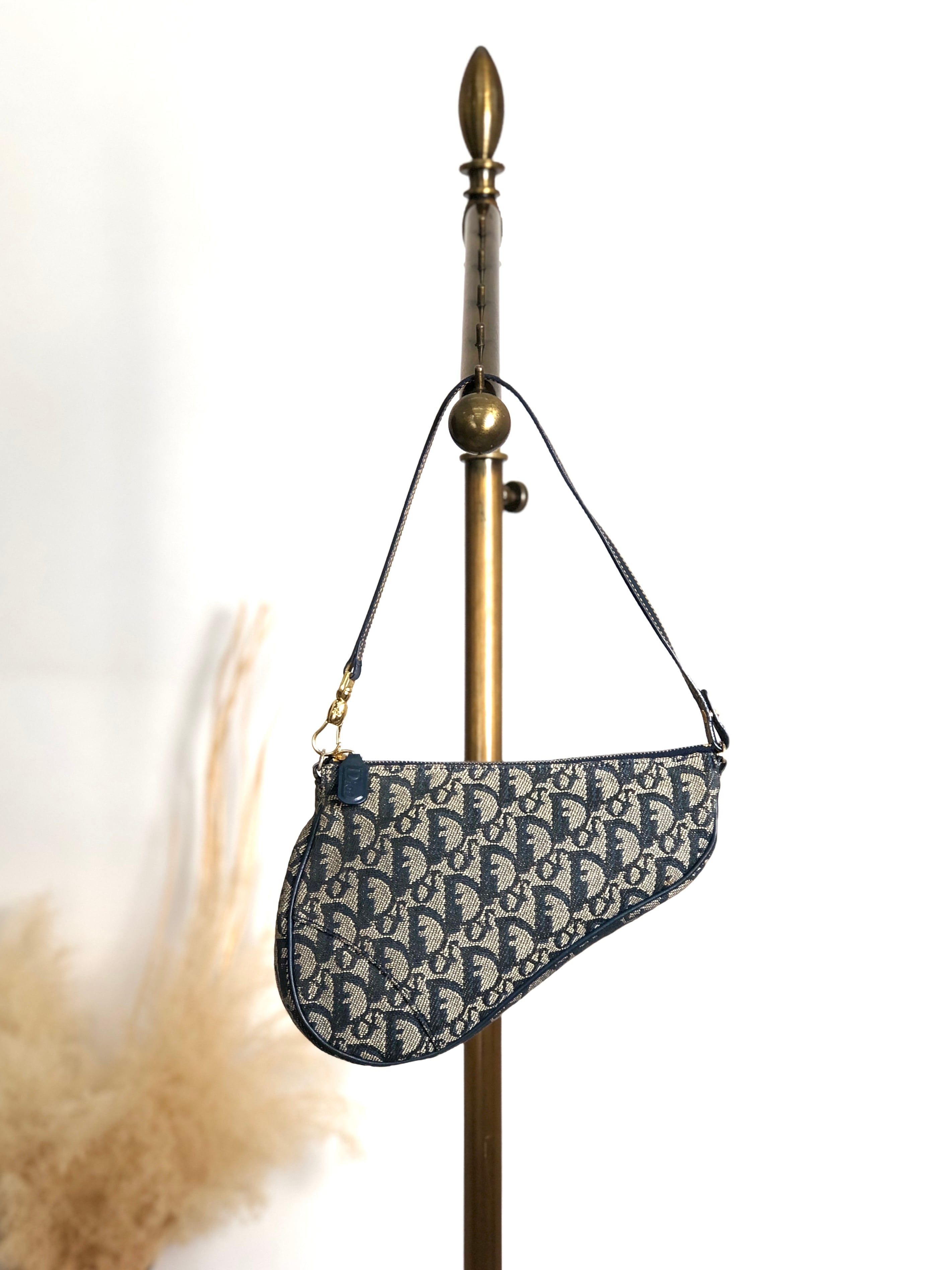 【美品】クリスチャンディオール ボディバッグ トロッター レザー ナイロン 紺 並品】Dior トロッターミニボストンバッグ ネイビー ヴィンテージ