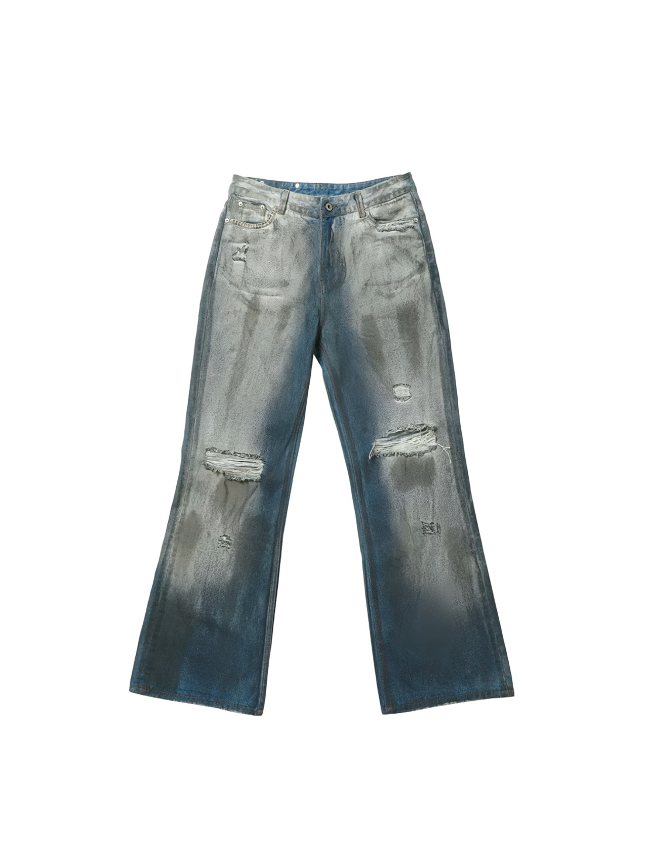 Division Gasoline Blue Distressed Flared DENIM