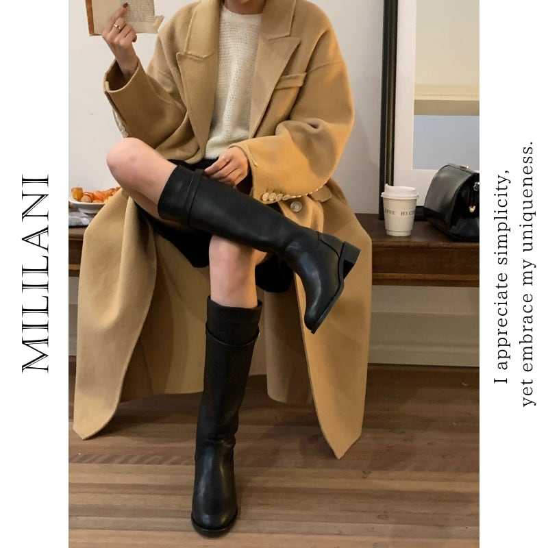 Round-Toe Buckle-Style Long Boots ◆2color 204793