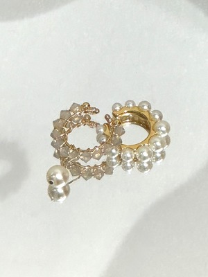 swarovski detachable pearl 2way ear cuff