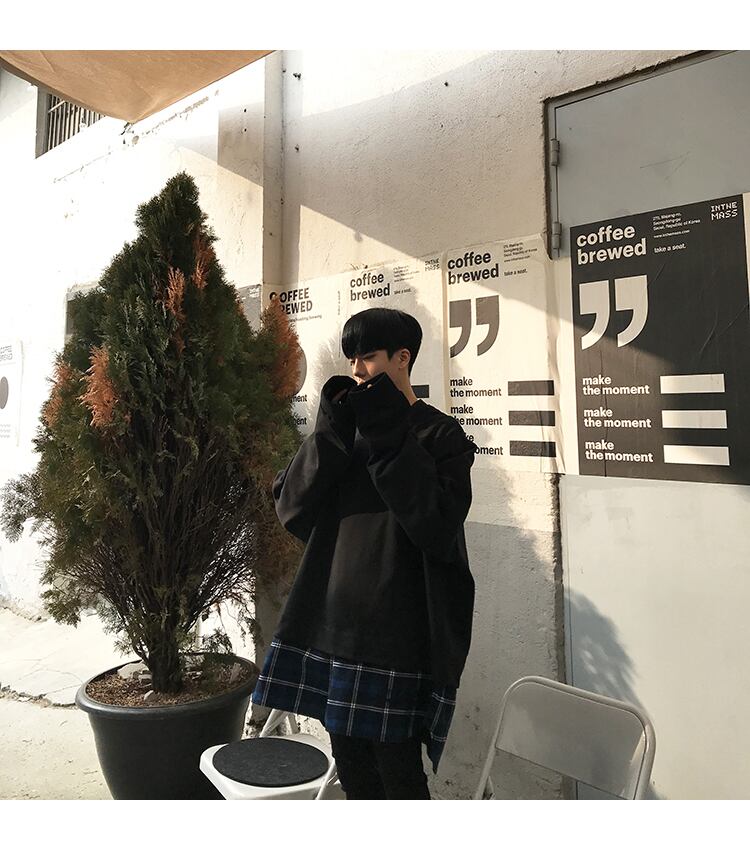 全1色 パーカー トップス 重ね着風 カジュアル おしゃれ