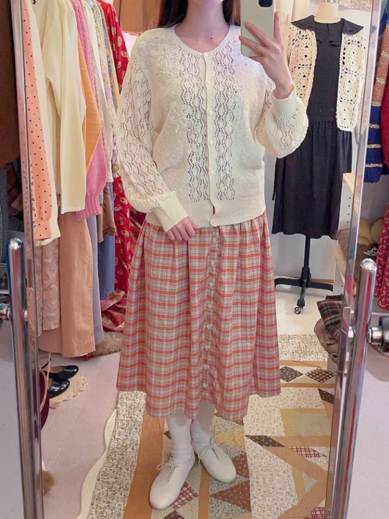 flower sequin open work cardigan