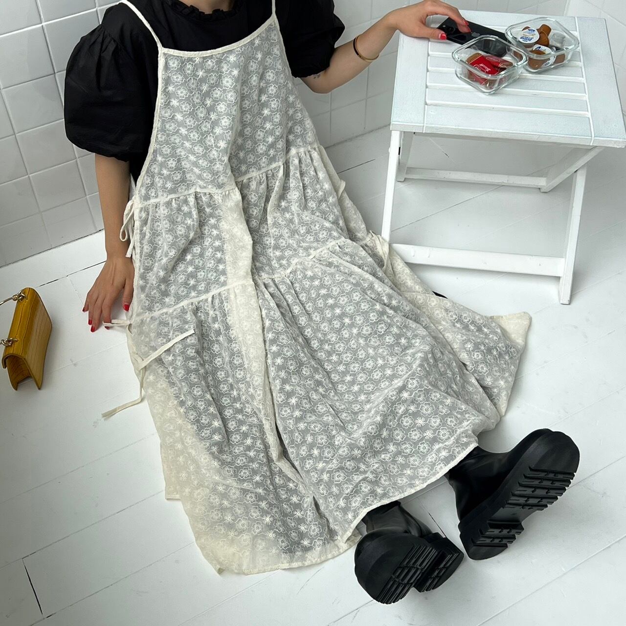 【set item】sheer lace dress set_LN01304