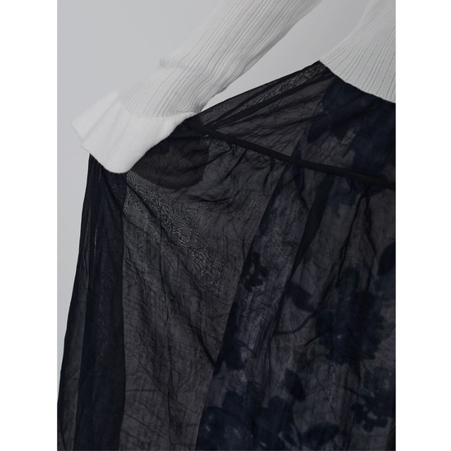 Sheer material maxi a-line tiered skirt C1092