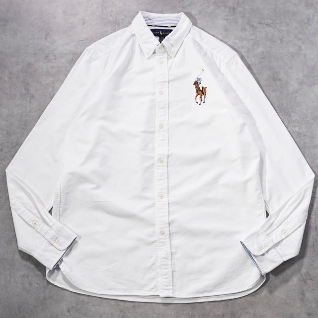 ラルフローレン 無地シャツ 古着 ポニー 刺繍 ビッグ XL 白 19631