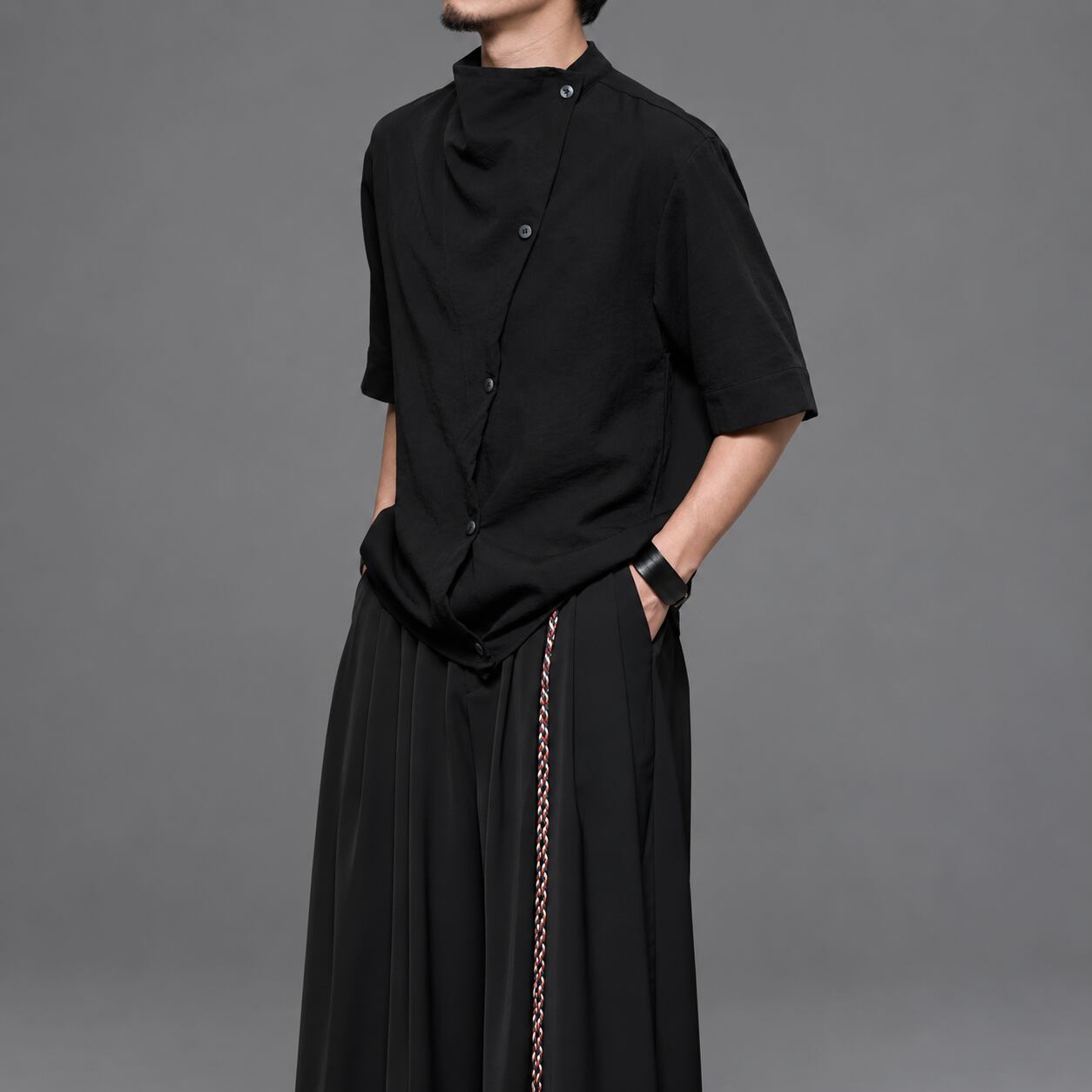 【ORV0041】Mock-Neck Short-Sleeve Tee, Designer Cut / 3color
