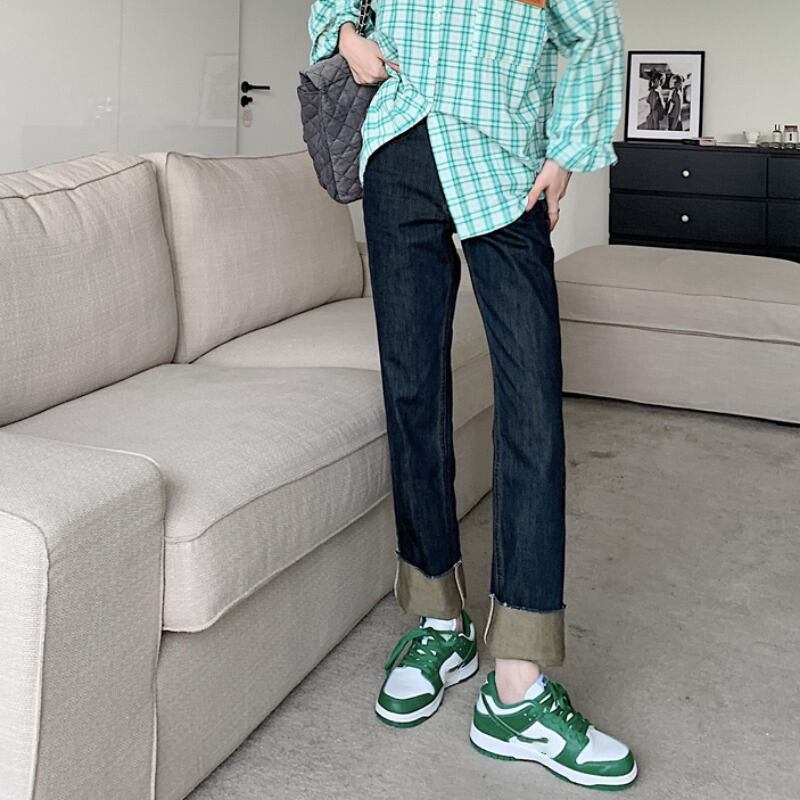 ジーンズ オータムウィンターハイウェストウェストルーズスタンダードパンツ レトロ 秋物 冬物 1号婦人83221962411