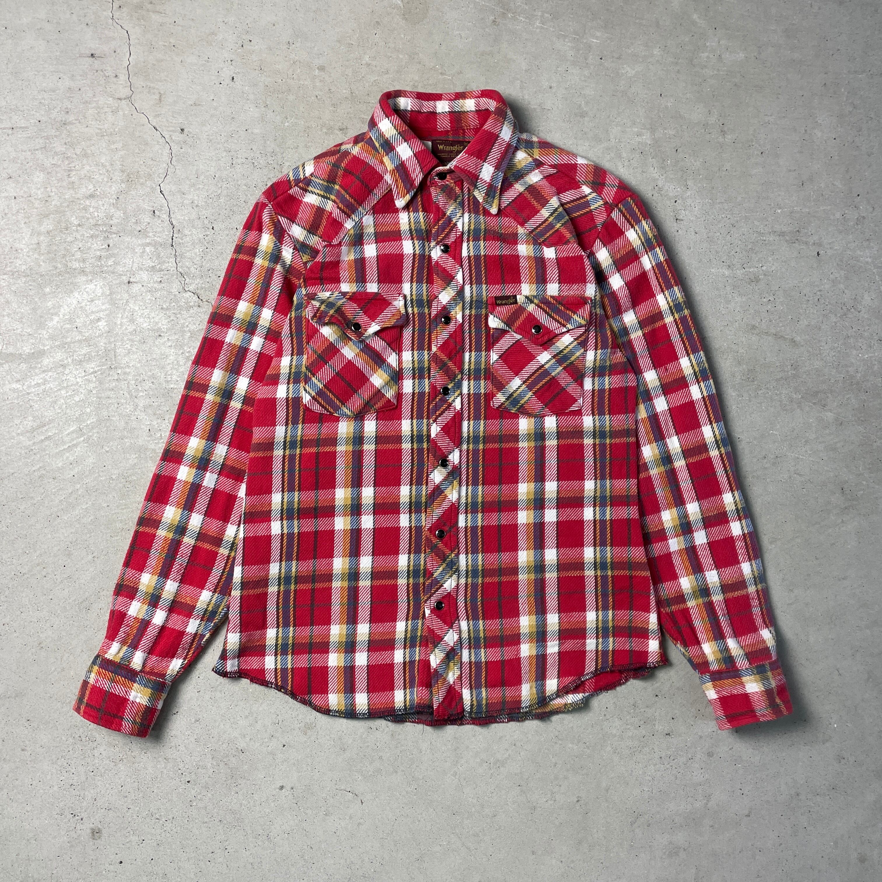 USA製 〜90年代 Wrangler ラングラー チェック柄 ウエスタンシャツ 