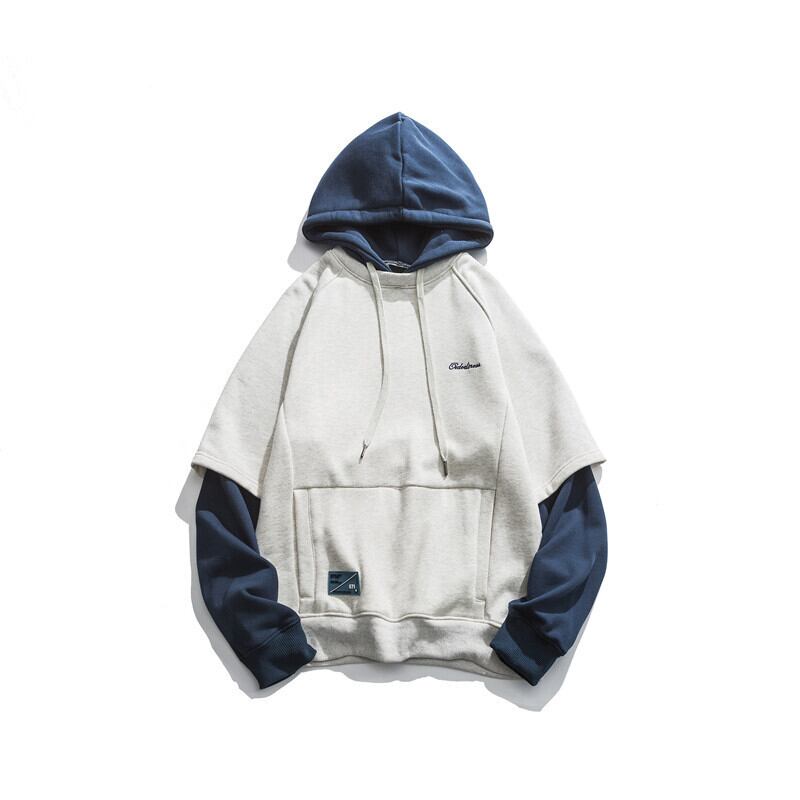 Yidaoヴィンテージ春服eseトレンドレタープリントフェイクツーピースフード付きセーターメンズルーズカジュアルオールマッチトップ-Alibaba スプリング 春物 ビンテージ hip6-161175154236804