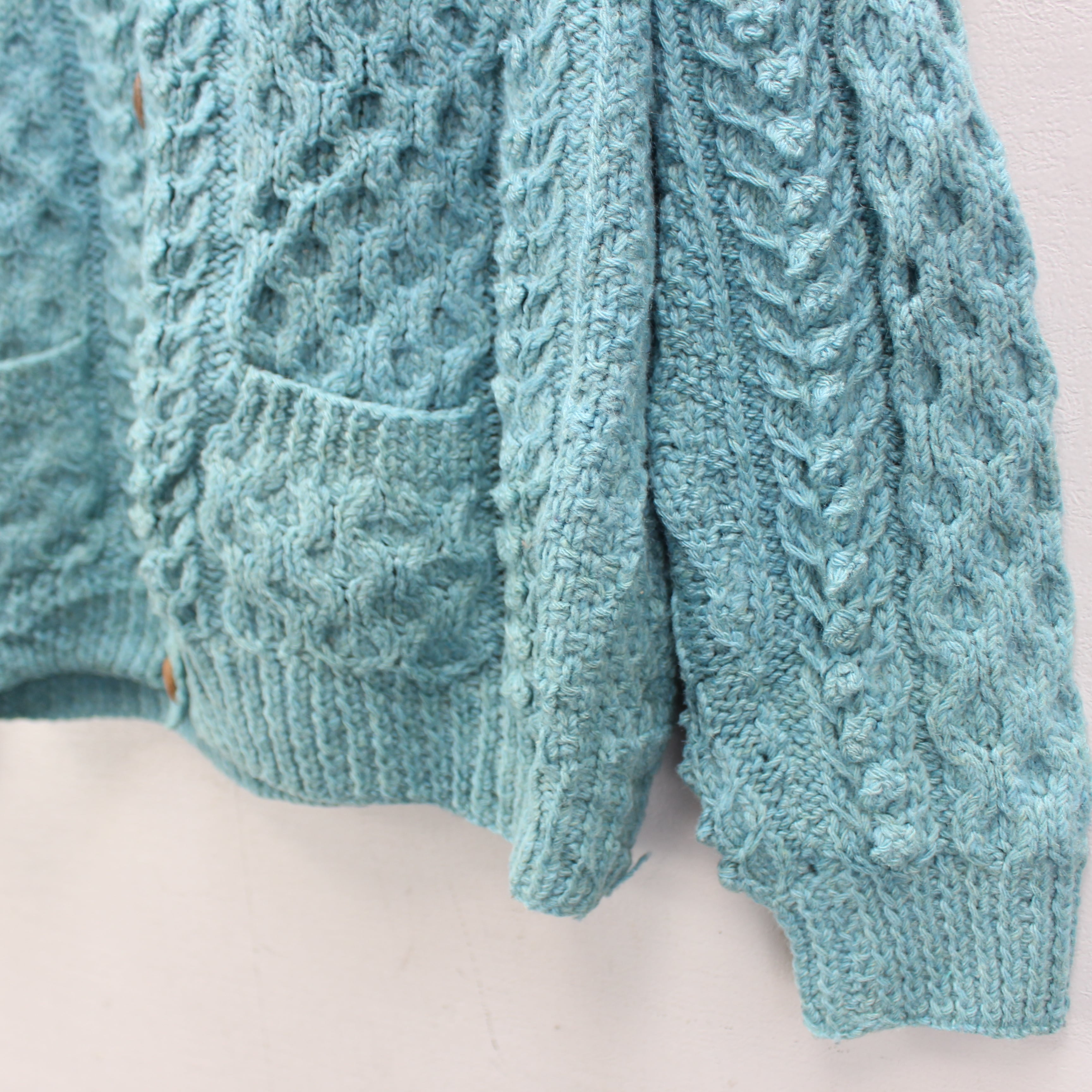 EU VINTAGE ARAN SWEATERS CABLE DESIGN WOOL CARDIGAN/ヨーロッパ古着