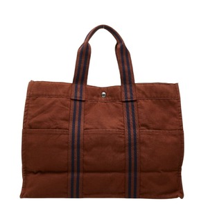 エルメス フールトゥGM ハンドバッグ トートバッグ ブラウン ネイビー キャンバス レディース HERMES 【中古】