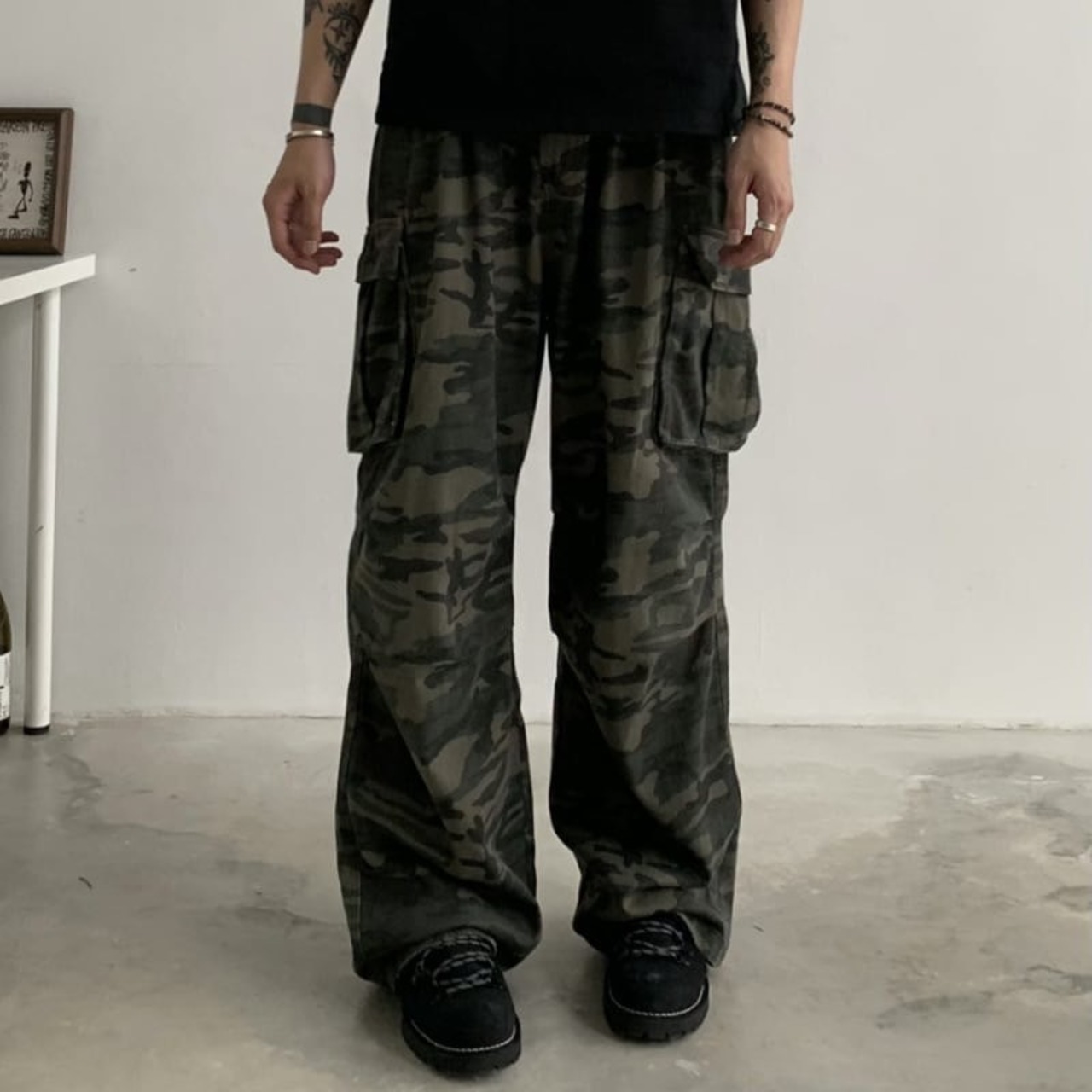 Camouflage wide leg cargo pants 0406 - 3