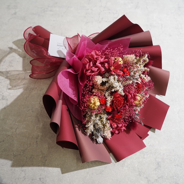 ドライフラワーの花束 Mサイズ レッド M-438≪限定１点≫