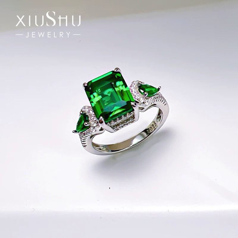 人工グリーントルマリン エメラルドカット 高炭素ダイヤモンド