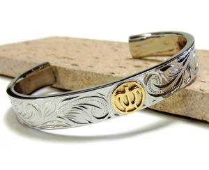 【大人気】ハワイアンジュエリー　ホヌ　亀　プルメリア　バングル　メンズ　オシャレ