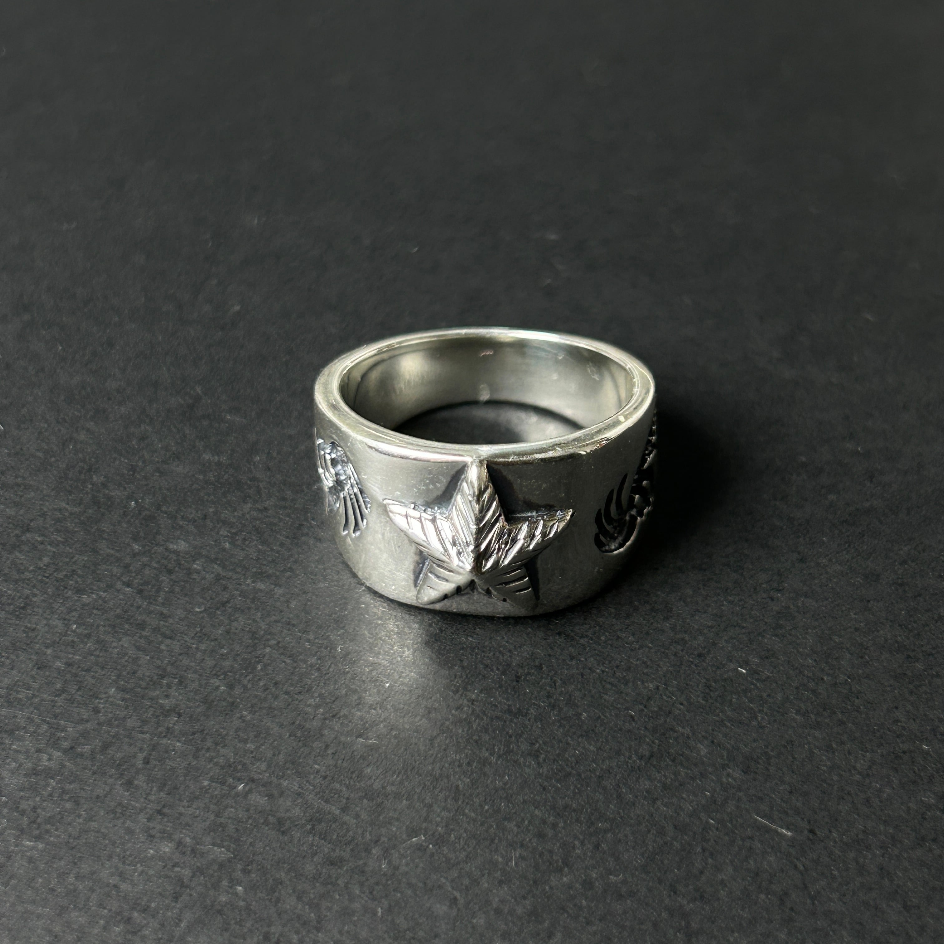 シルバー925 silver スター×ココペリデザインリング/ヘビー/軽研磨仕上げ/19号