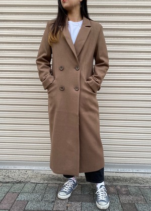 ダブルボタンロングコート コート ロングコート 韓国 韓国ファッション