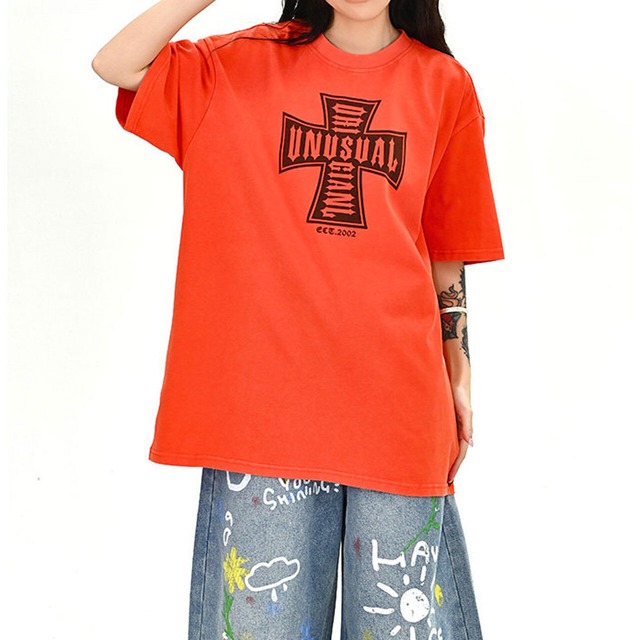 クロスゴシックロゴバックプリントTシャツ 2col   R01718