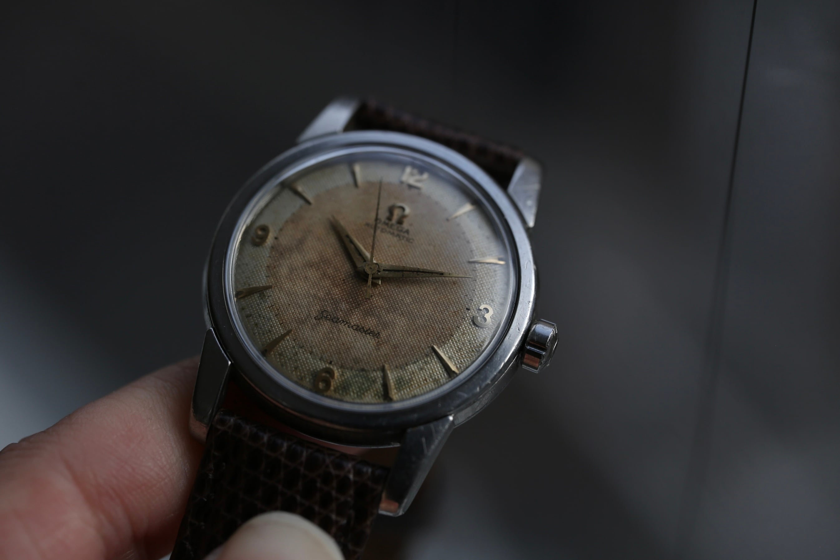 OH済 オメガ シーマスター シルバーサンレイ 自動巻き デイト 5.5振動