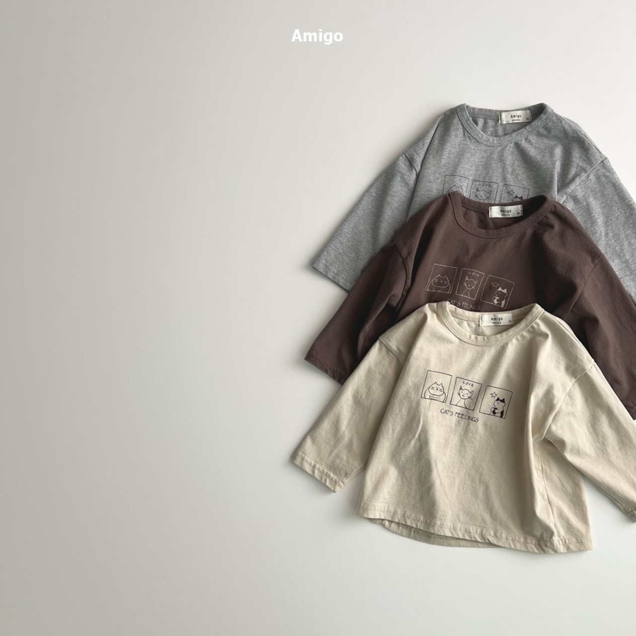 【Amigo】キャットプリントT ブラウン 80~100cm - 4