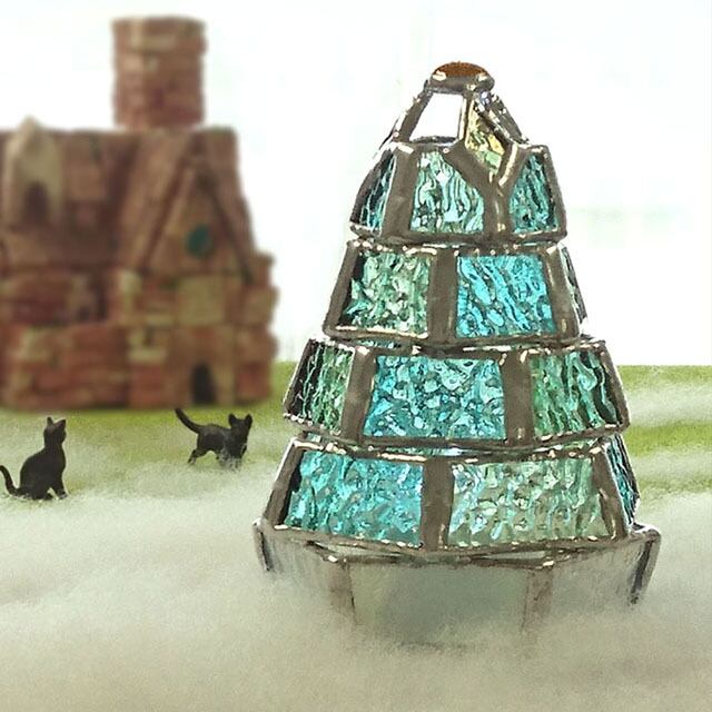 ステンドグラス・ミニランプ 【小さなもみの木ランプ／新緑ver.】（LED