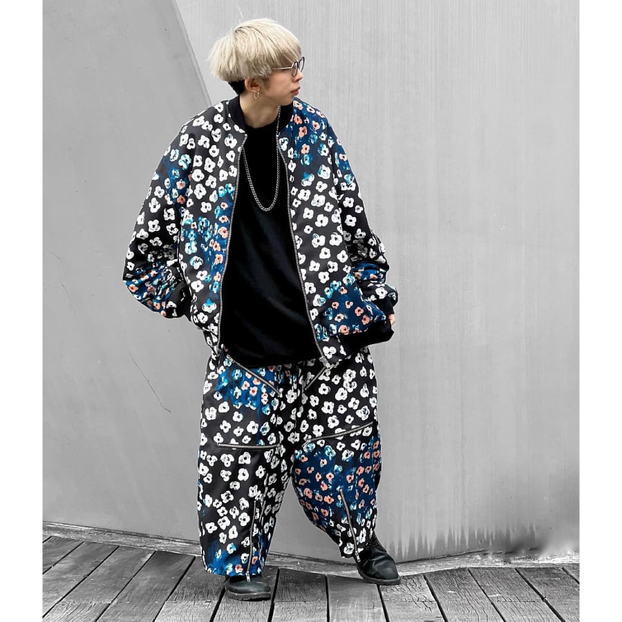 【KIDILL】WIDE ZIP PANTS - TEXTILE DESIGN BY MAYA SHIBASAKI(BLACK) | AYIN