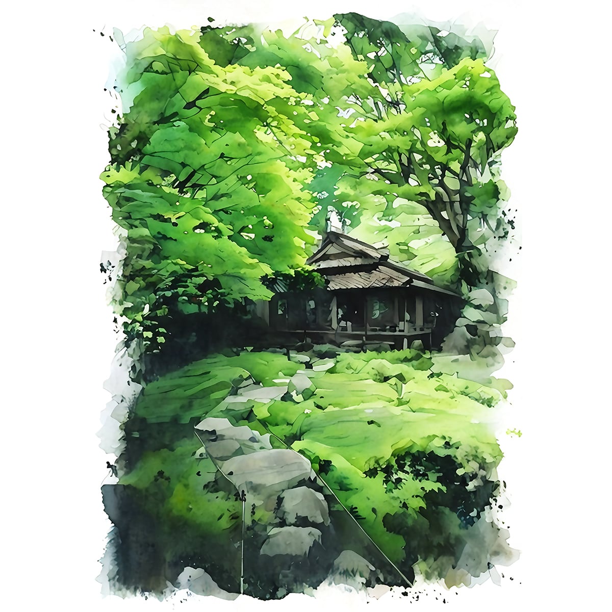 絵画(風景画) 日本 滋賀県 教林坊 インテリアアート額付き 水彩画・油絵調 WAT1305