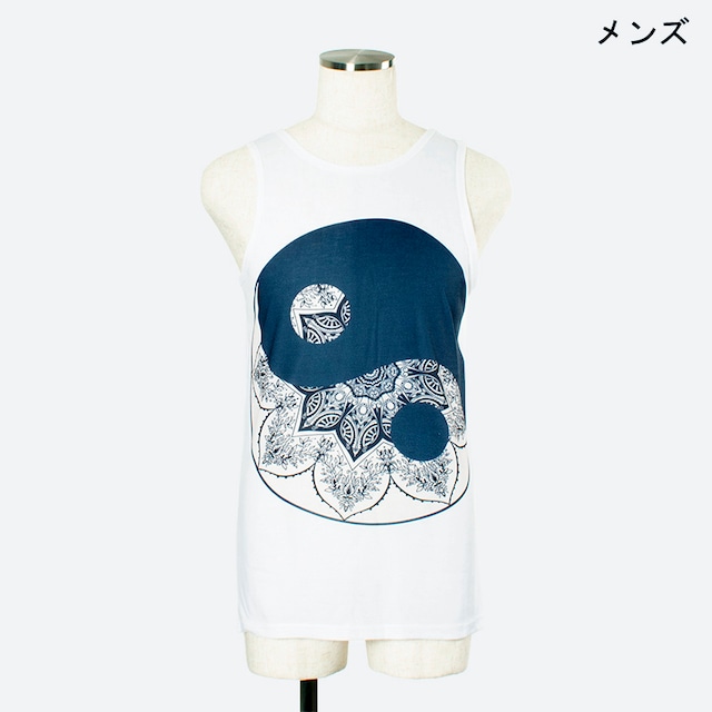 ヨガプリントタンク　陰陽１　メンズ/ユニ　Men's Yoga Print tank top YingYang1