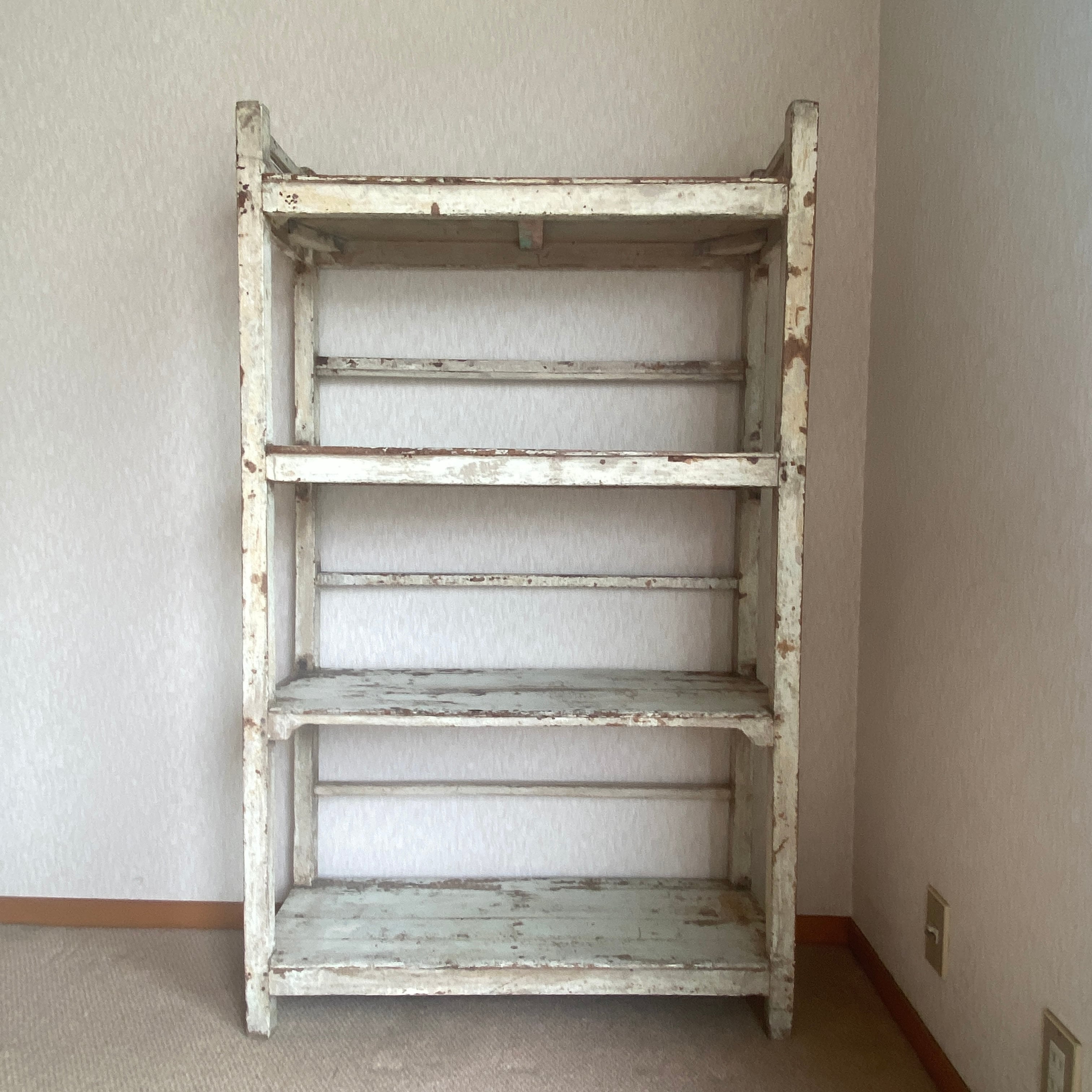 インド製  4段棚 アンティーク シャビーシェルフ