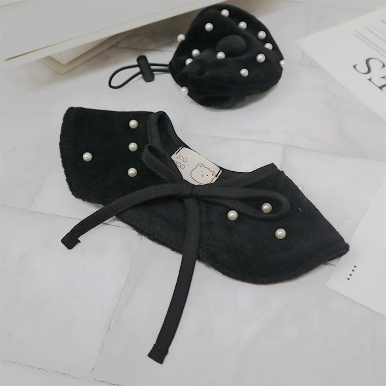blanc beret & cape / 犬用 帽子 ベレー帽 ケープ ベロア 上品 冬アイテム バンダナ スカーフ アクセサリー ドッグウェア ペット用 cap 被り物 お揃い お出かけ 撮影会 韓国ワンコ服