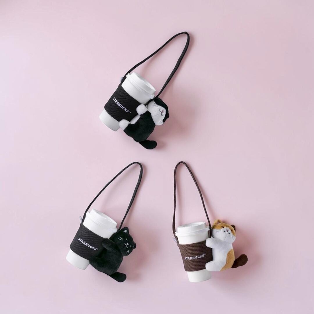 スターバックス 台湾 STARBUCKS 丸猫 三毛猫 ドリンクホルダー 3点 台湾スターバックス】抱きつき三毛猫のドリンクホルダー | 台湾雑貨商店
