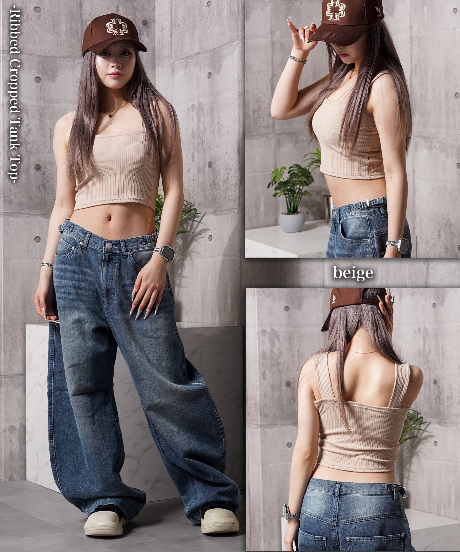◇リブ編み クロップド タンクトップ◇kr-26001 | 1111clothing / ワン