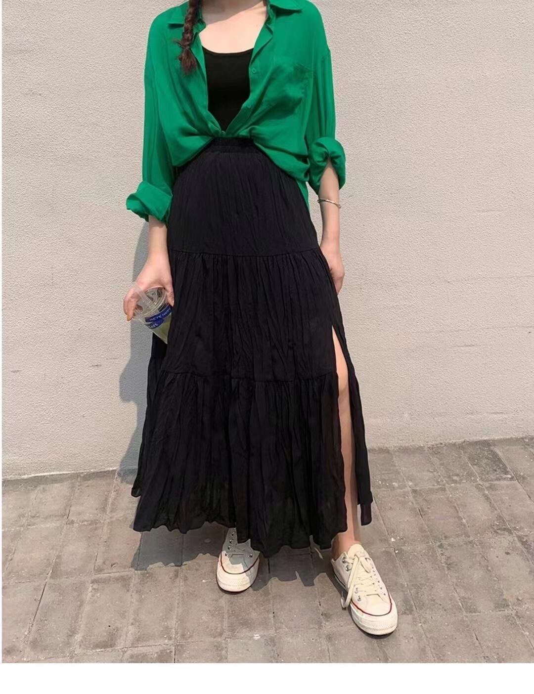 スリット入り　楊柳スカート　AJ11394-D004