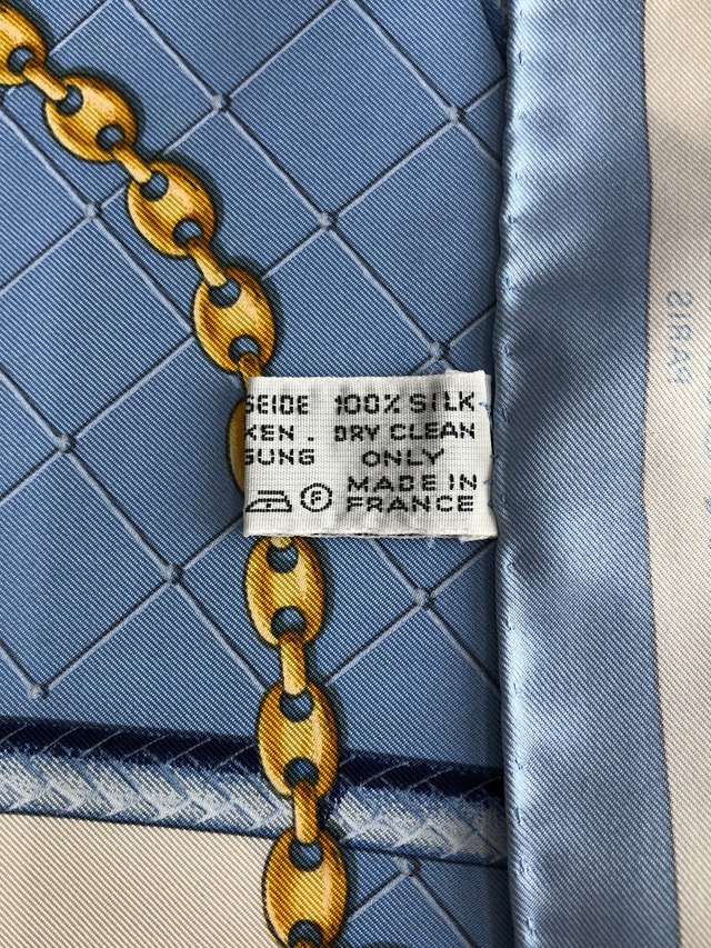 Cartier カルティエ スカーフ ブルー チェーン ダイヤモンド シルク vintage ヴィンテージ オールド 2ypcgp