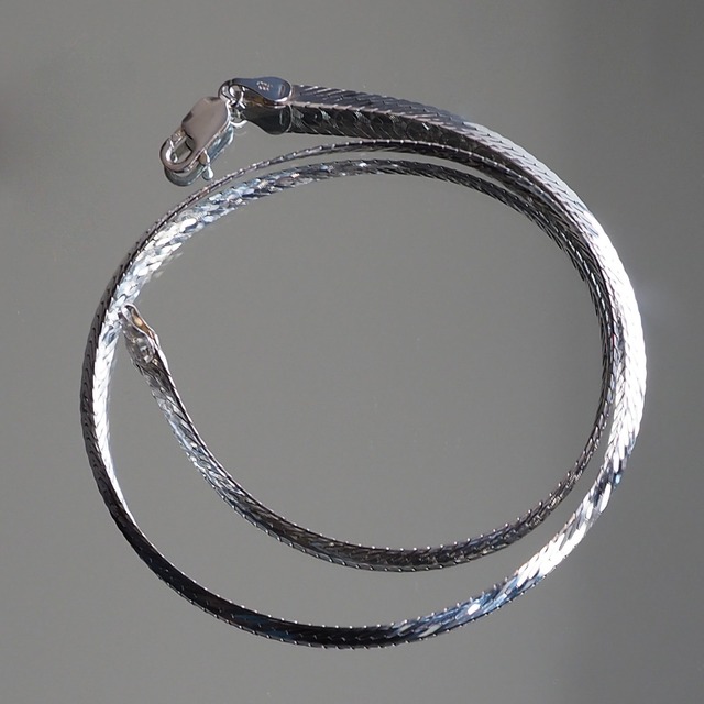 80-90s Italian Silver Herringbone Necklace (reversible)