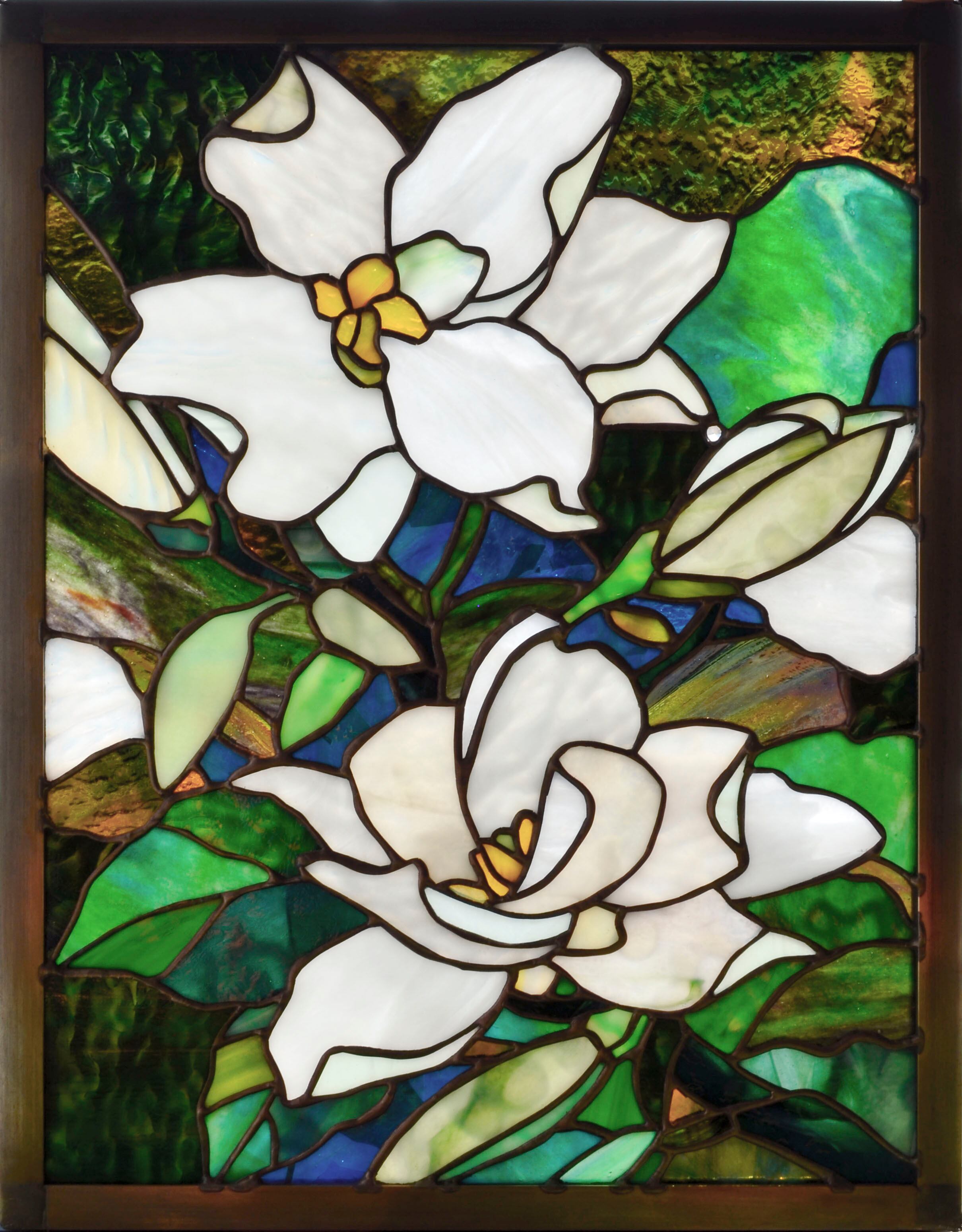 Magnolia・木蓮のステンドグラス セミ・カスタムメイド