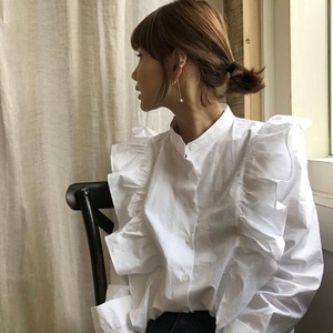 スタンドネックフリルブラウス　A0230