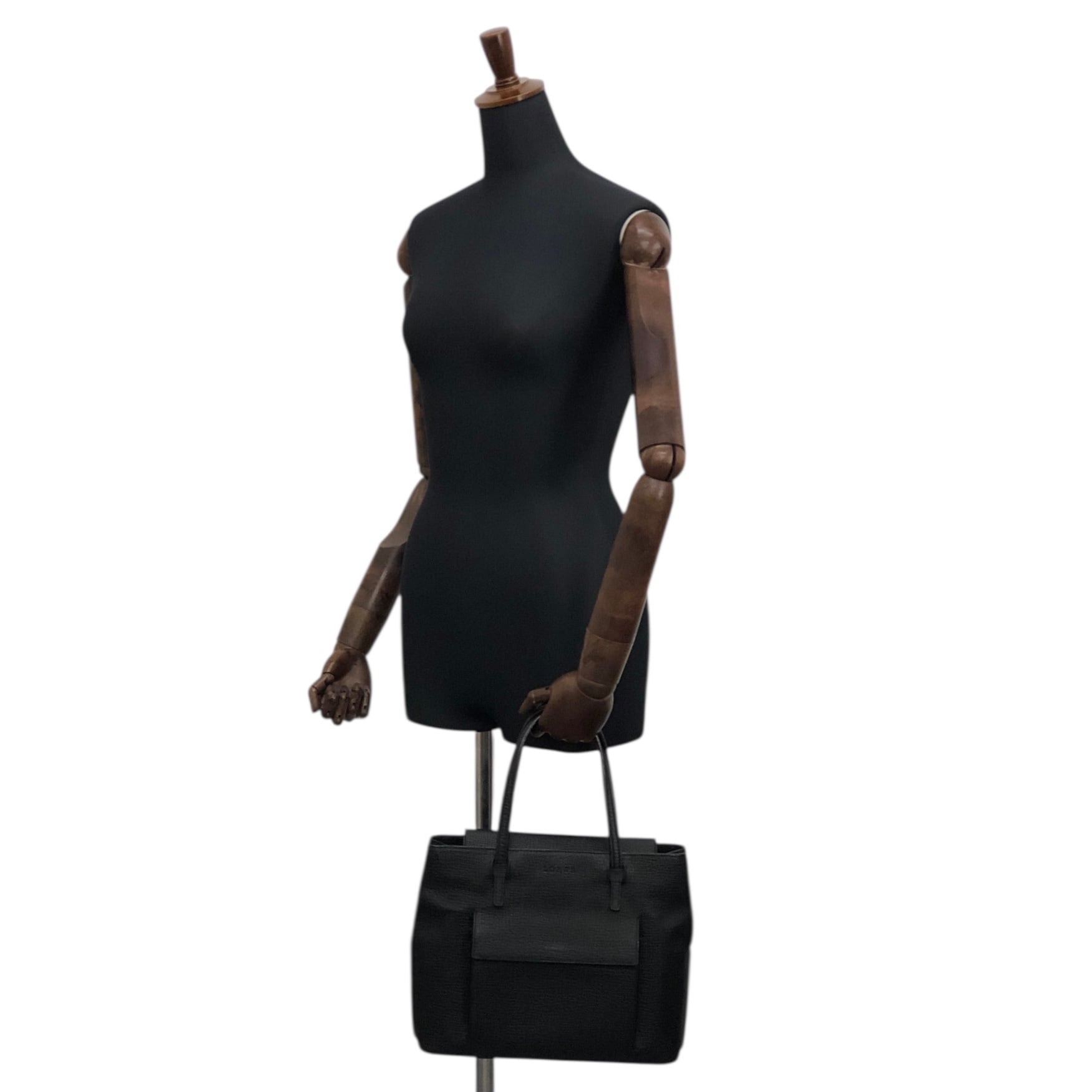 日本直送 名牌中古包 】LOEWE ロエベ ハンドバッグ ブラック 型押し