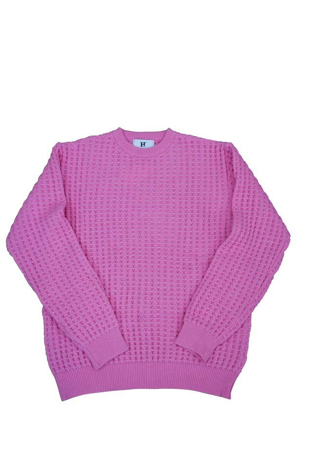 WOOL THERMAL KNIT (BIG WAFFLE)  PINK