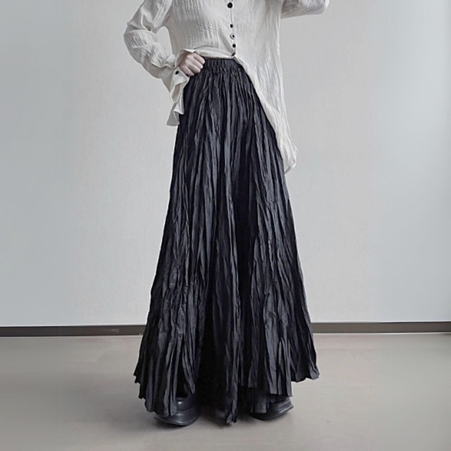 Irregular wrinkled skirt【2color】 C0284