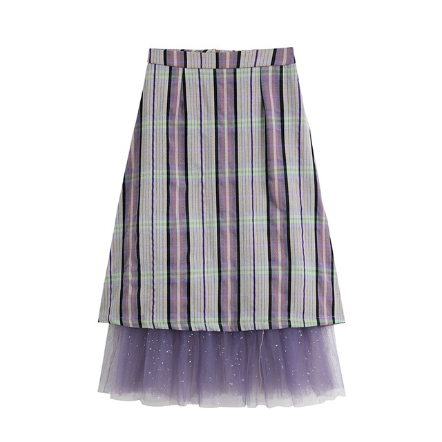 Purple plaid skirt