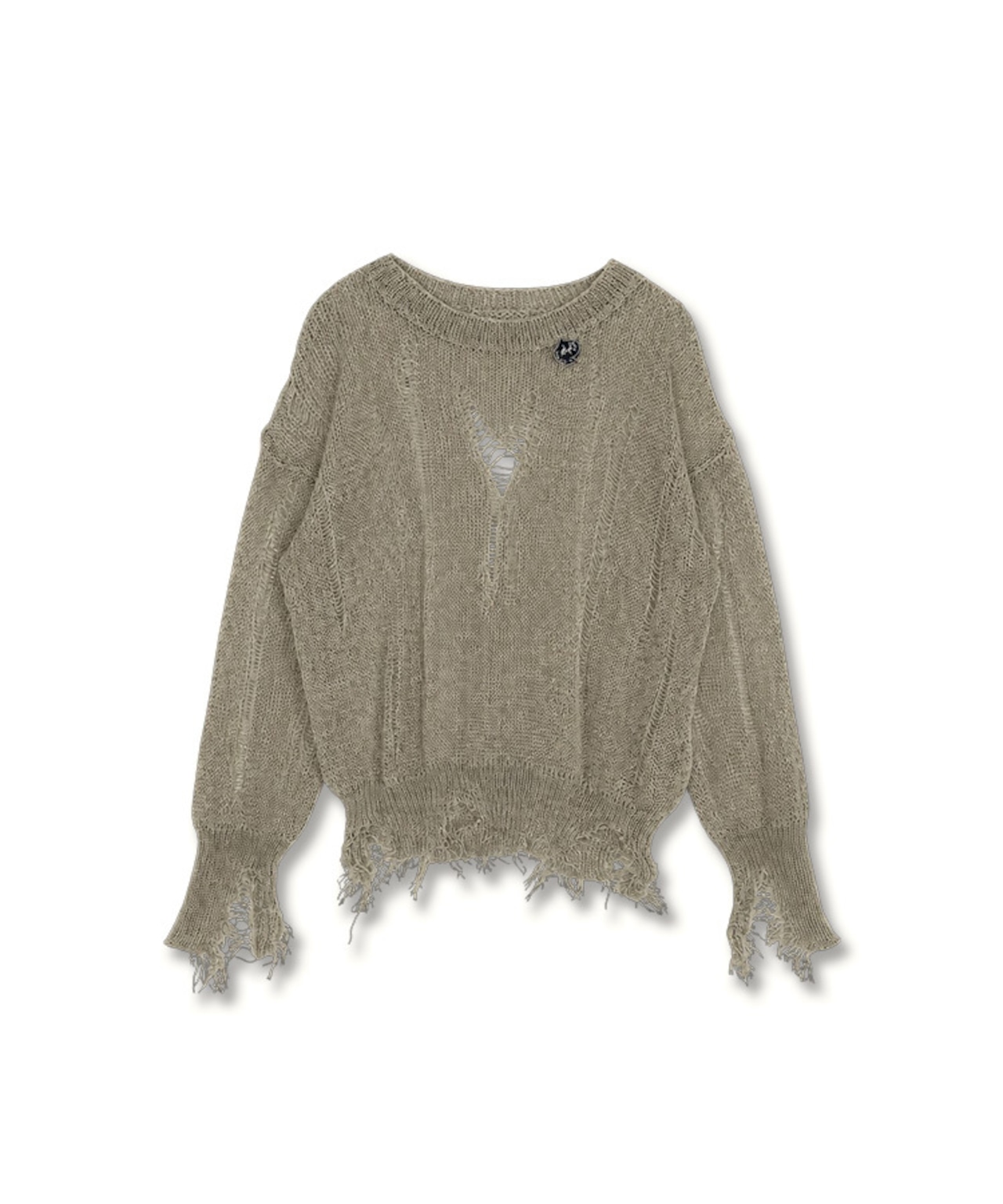 【直営限定ITEM】ローゲージダメージニット (KHAKI) CQ-49013H
