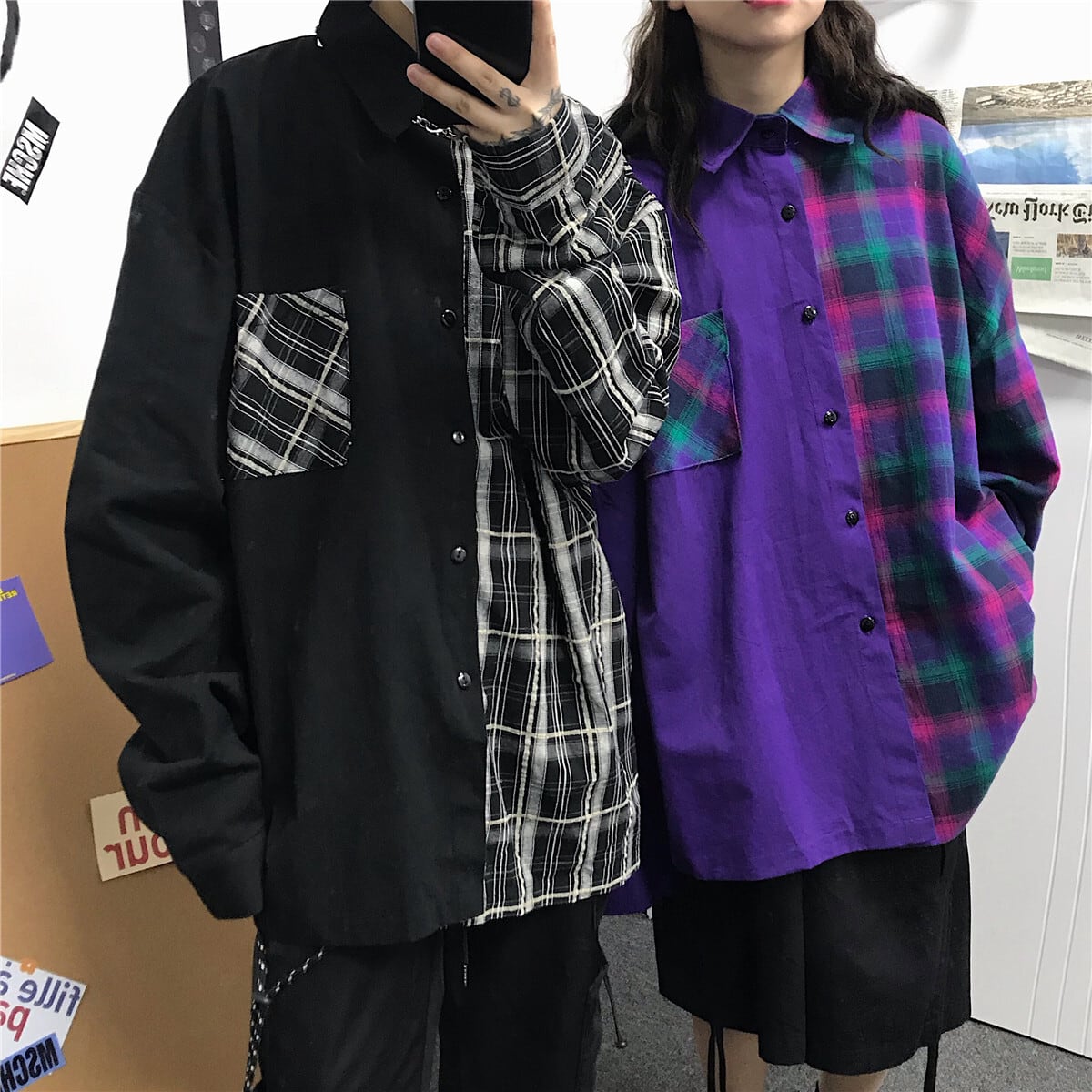 新品 スタンダード♡チェック柄シャツブラウス大人女子☆ ロング