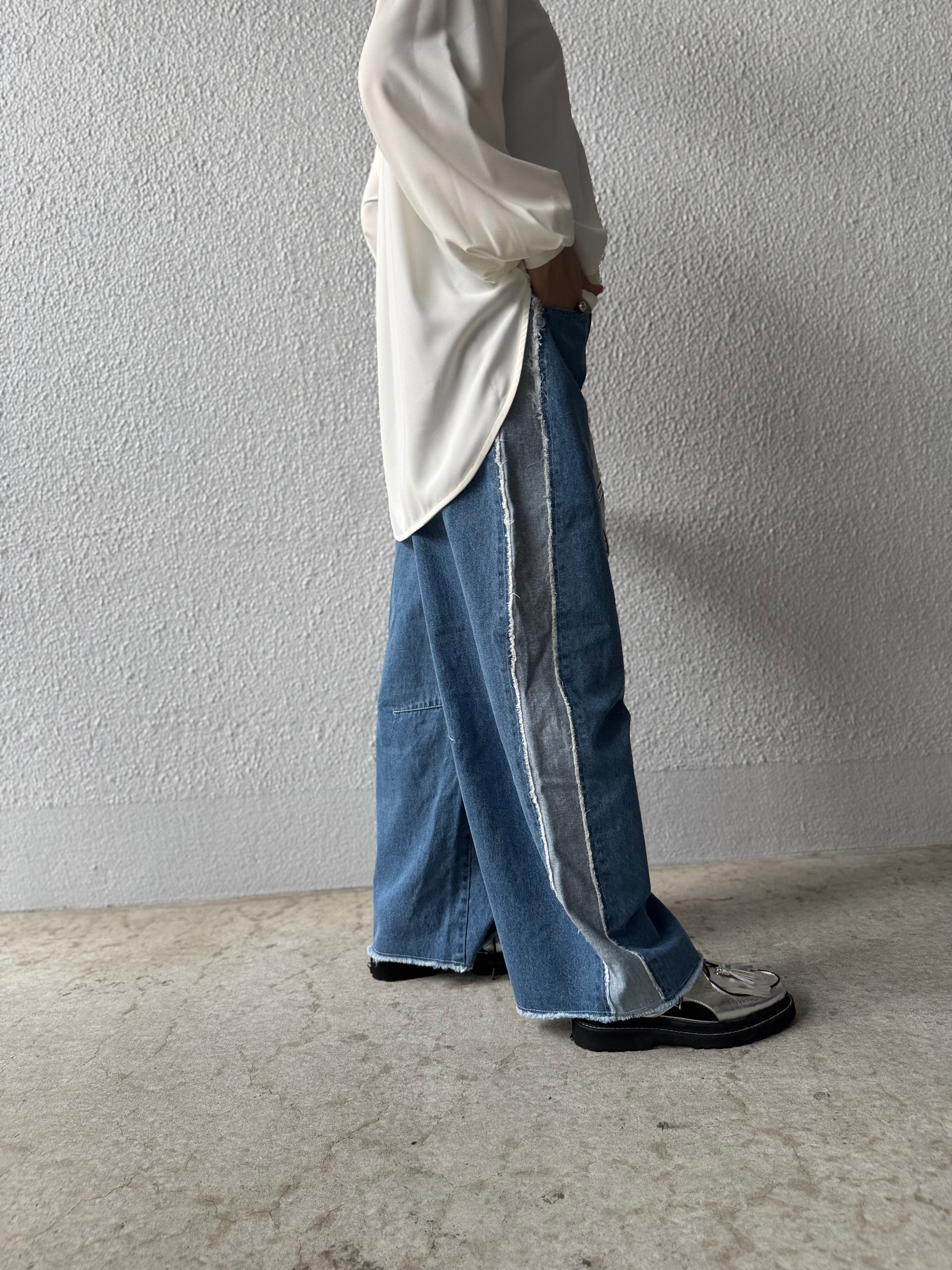 【SELECT】バレルシルエット断ち切りラインデニムパンツ 34-0137